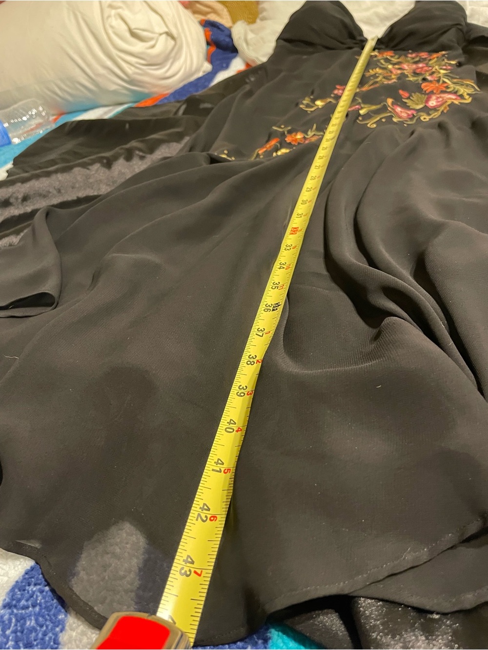 dressbarn Black Maxi Dress with Pink and Gold Floral Embroidery - Picture 7 of 7